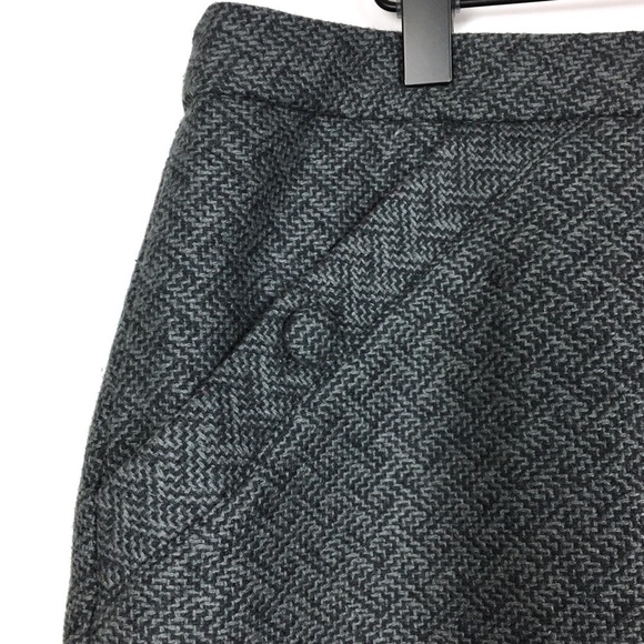BANANA REPUBLIC Mini Skirt Wool Herringbone Minimalist Neutral Pencil Size 12 - Picture 4 of 7